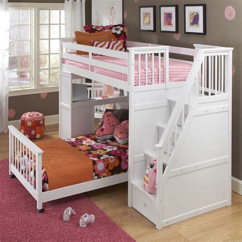 NE Kids Schoolhouse Stairway Loft Bed - White - Bunk Beds & Loft Beds ...