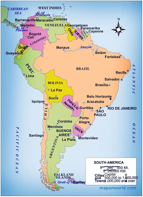 Political Map of South America - Free Printable Maps