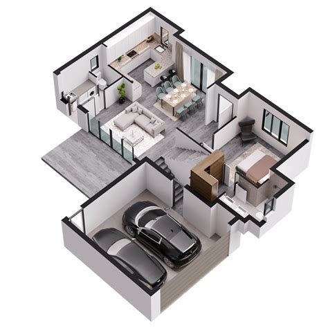 3D Floor Plans with Dimensions - Detailed Home Design