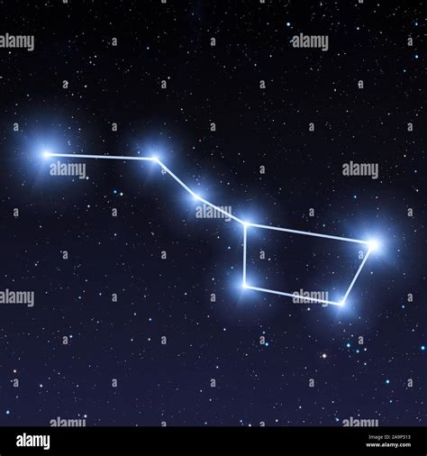 Big dipper constellation in night sky with bright blue stars Stock ...