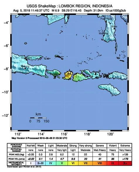 Bali earthquake MAP: USGS tremor MAPS show huge impact of quake in Bali ...