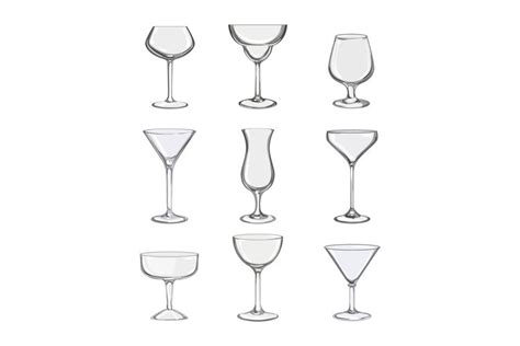 cocktail glasses set cartoon vector illustration (2322728)