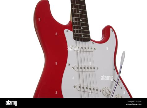 red and white guitar Stock Photo - Alamy