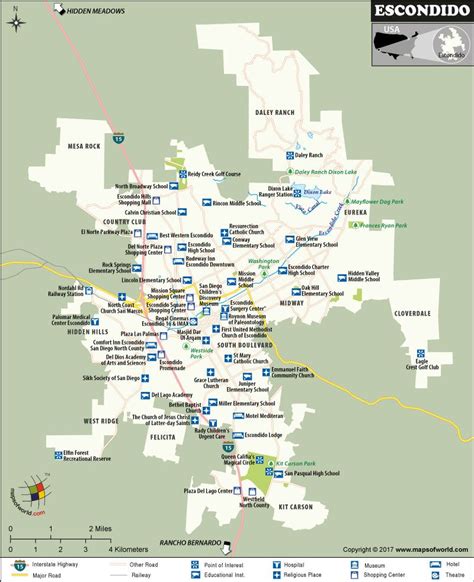 Map of Escondido City, California