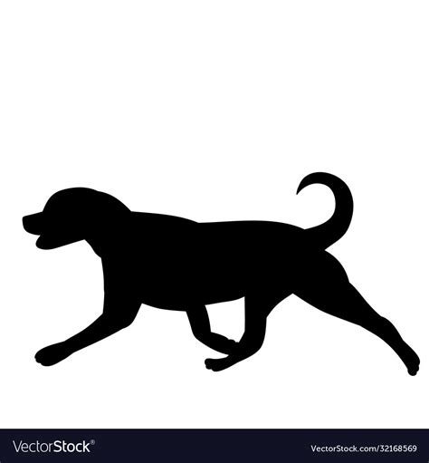 Black silhouette a dog running Royalty Free Vector Image