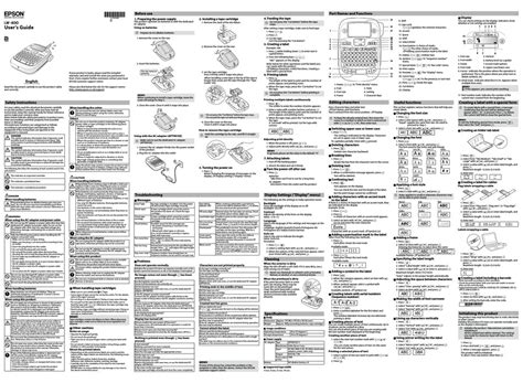 EPSON LABELWORKS LW-400 USER MANUAL Pdf Download | ManualsLib