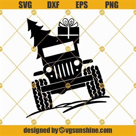 Christmas Jeep SVG, Jeep Christmas Tree And Gift Box SVG, Jeep SVG