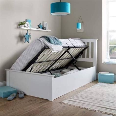 White Ottoman Storage Bed, Happy Beds Francis Wood Modern Lift Up Bed ...