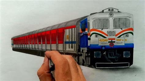 Drawing a train || Tricolour Kalyan WDP-4D with LHB train | Indian ...