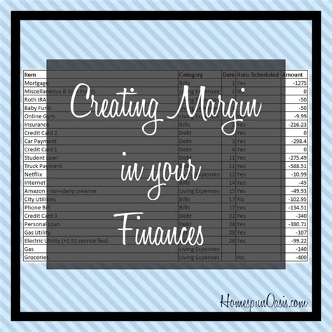 Creating Margin - Finances - Homespun Oasis by Millie Copper