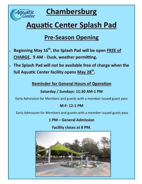 Chambersburg Aquatic Center’s Splash Pad Pre-season Opening - SHIP SAVES