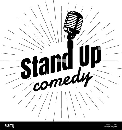 Stand up comedy night live show sign. Retro microphone with inscription ...