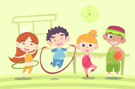 Free Vector | Cartoon illustration of children in physical education class