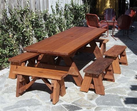 Redwood Outdoor Picnic Bench, Made with Extra Wide Boards