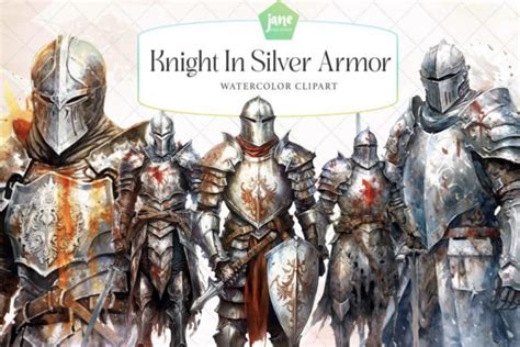 Knight in Silver Armor Watercolor Graphic by JaneCreative · Creative ...