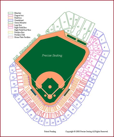 Fenway Park seating chart, Red Sox, Precise Seating LLC