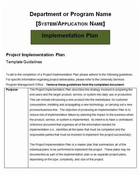 Programme Implementation Plan Template Lovely Project Implementation ...