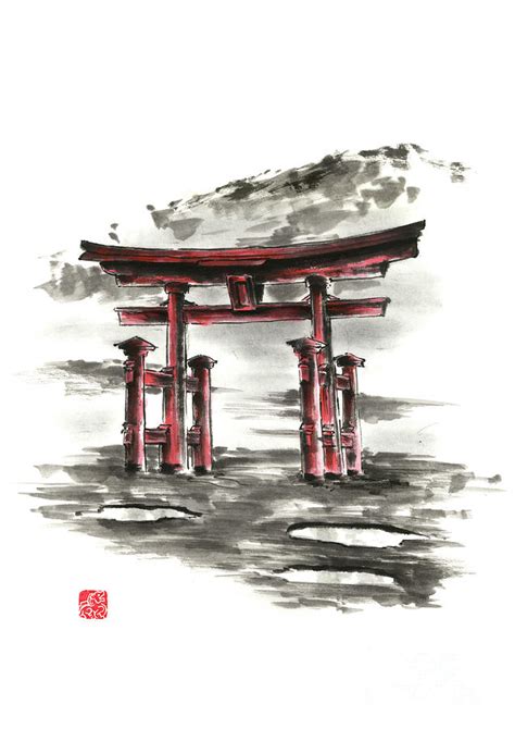 Torii Gate Drawing at PaintingValley.com | Explore collection of Torii ...