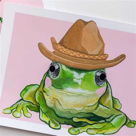 Cowboy Frog Frog Painting Frog in Hat Cute Frog Frog Art - Etsy