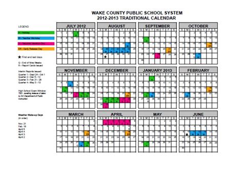 Traditional Wake County Calendar - CountyCalendars.net