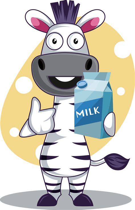 Zebra with milk, illustration, vector on white background. 13892202 ...