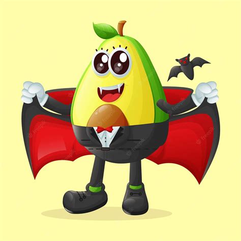 Premium Vector | Cute avocado characters on halloween