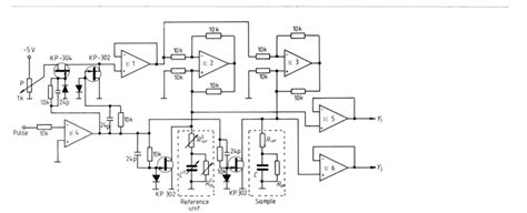 Electronic circuit diagram. IC 1, IC 2, IC 3 and IC 4 are PA-741, IC 5 ...