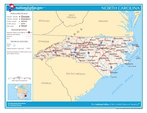 Large detailed map of North Carolina state | North Carolina state | USA ...