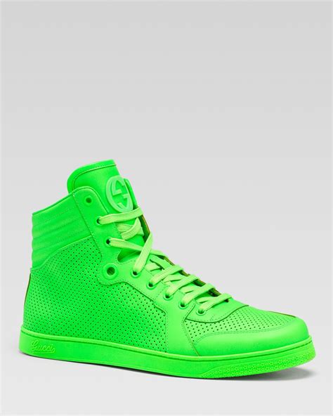 Gucci Coda Neon Leather Hightop Sneakers in Green for Men | Lyst