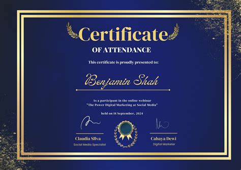 Perfect Attendance Certificate Template Free