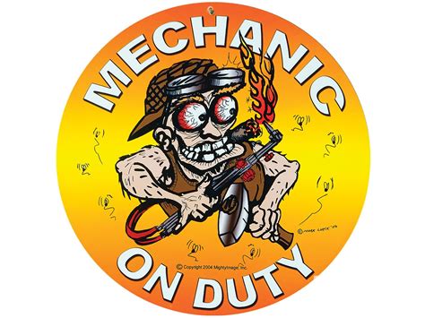 Geared Up September 2010 Mechanic On Duty Sign Photo 2 | Vintage metal ...