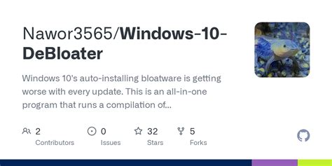 GitHub - Nawor3565/Windows-10-DeBloater: Windows 10's auto-installing ...