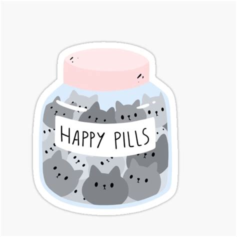 "Cat Happy Pills Cute Kitten Design" Sticker by piratart | Redbubble