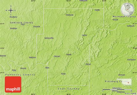 Physical Map of Hughes County