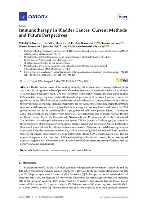 (PDF) Immunotherapy in Bladder Cancer: Current Methods and Future ...