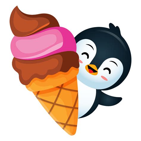 Ice Cream And Cute Penguin 14996464 Vector Art at Vecteezy