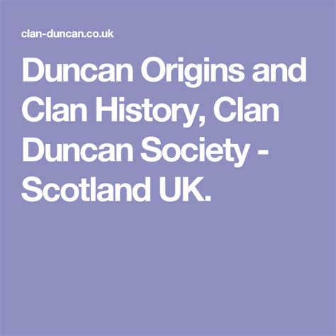 Duncan Origins and Clan History, Clan Duncan Society - Scotland UK ...