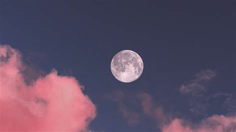 Download wallpaper 1920x1080 moon, clouds, pink, sky, full moon full hd ...