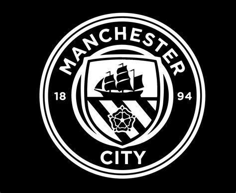 manchester city football club logo símbolo blanco y negro diseño ...