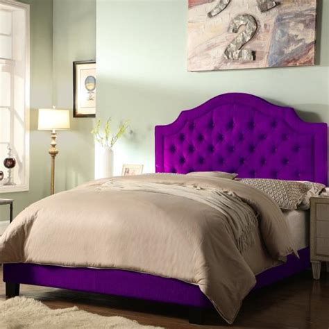 Twin Full Queen King Purple Upholstered Platform Bed Frame Tufted ...