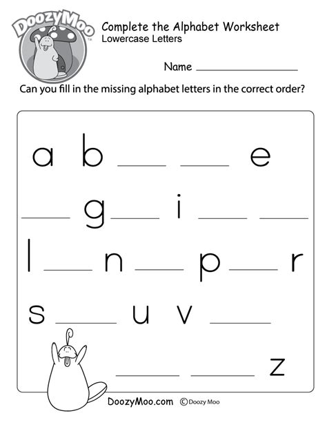 Missing Alphabet Letters Worksheet (Free Printable) - Doozy Moo