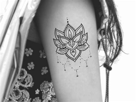 Mandala Lotus Temporäres Tattoo / Blumen Tattoo / Blumen - Etsy.de