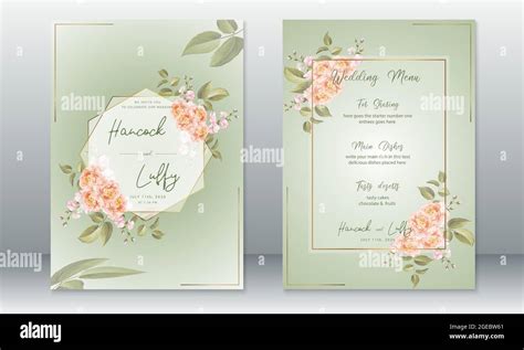 Luxury wedding invitation card template. Elegant of green background ...