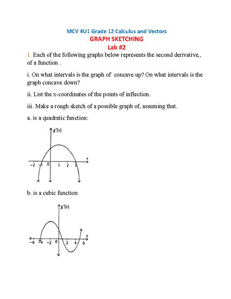 Curve Sketching Lab #2 - MCV 4U1 Grade 12 Calculus and Vectors GRAPH ...