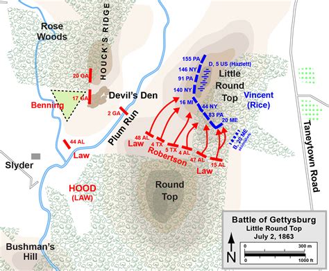 Little Round Top Map - Battle of Gettysburg