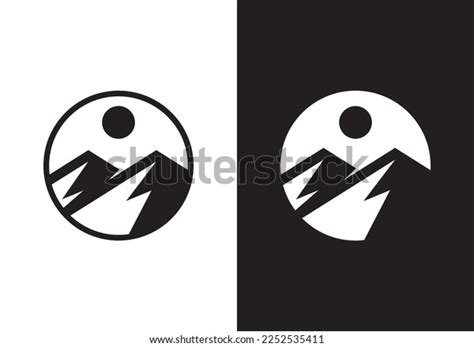 Black White Mountain Logo Design Abstract Stock Vector (Royalty Free ...