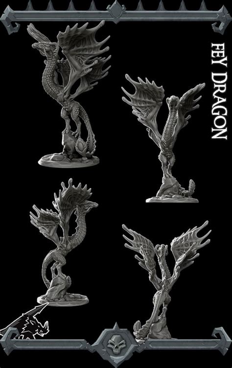 Fey Dragon Miniature Gray Resin D&D DND Dungeons and | Etsy