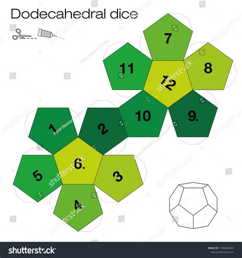 Dodecahedron Template Dodecahedral Dice One Five Stock Vector (Royalty ...