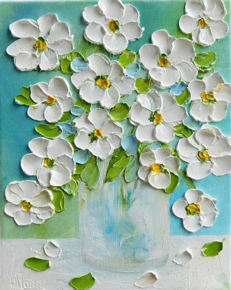 White Daisy Oil Impasto Original Painting, Custom Painting, White Daisy ...