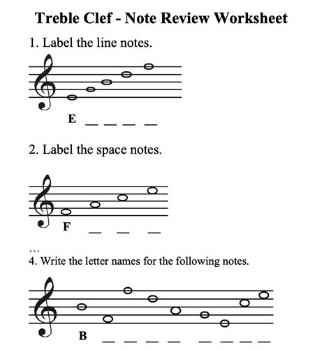 Treble Clef - Note Naming Worksheet - Schools Music Market